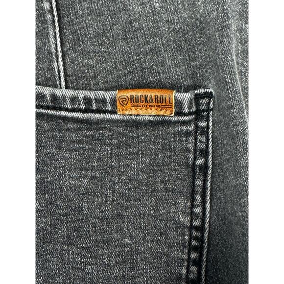 Rock & Roll Denim Women's Bargain Button Bell Bottom Gray Jeans - Size 32x33 - Picture 3 of 5